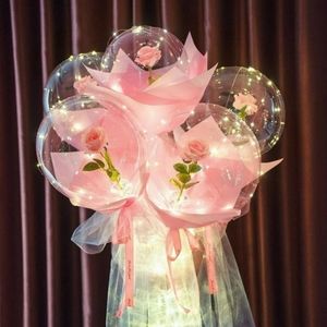 VALENTINE PINK ROSE LED LIGHTS BUBBLE BOUQUET 💝💝